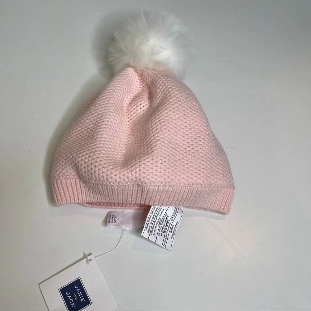“””Janie And Jack pink with white Pom Pom 12-24 months